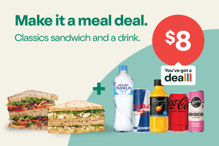 Classics sandwich and a selected drink for $8