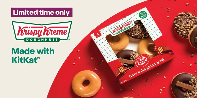 Limited time only. Krispy Kreme Doughnuts. Made with KitKat®