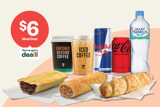 $6 Meal Deal. Select a hot food item and a drink. Excludes Premium Pies.