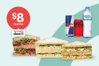 $8 Meal Deal. Select a Classics or Simple Eats sandwich and a selected* drink.