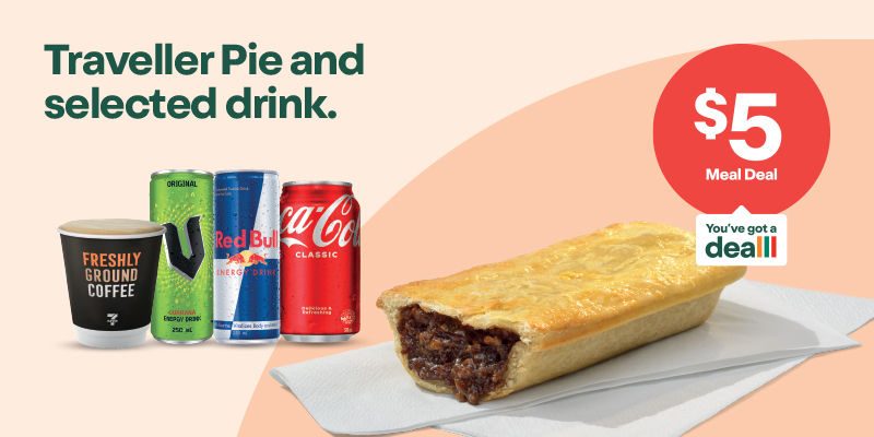 Traveller Pie and selected drink. $5 Meal Deal.