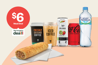 $6 Meal Deal. Select a hot food item and a drink. Excludes Premium Pies.