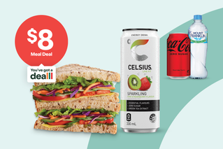 $8 Meal Deal. Select a hot food item and a drink. Excludes Premium Pies.