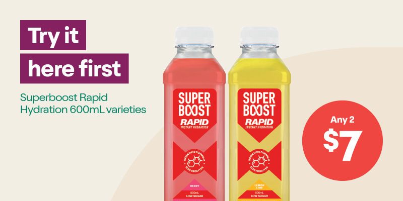 Superboost Rapid Hydration 600mL varieties - 2 for $7