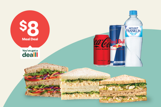 $8 Meal Deal. Select a Classics or Simple Eats sandwich and a selected* drink.